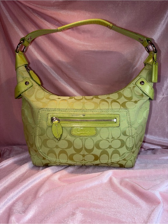 Coach Handbags - RARE Vintage Authentic Coach Penelope Lime Green Signature Hobo Bag F14690